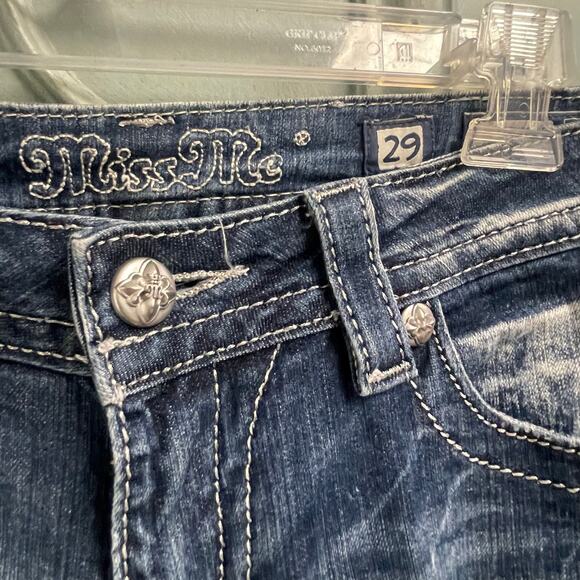 Miss Me Signature Rise Bootcut Jeans Size 29 Bling Y2K Grunge Flap Pockets - Picture 3 of 8
